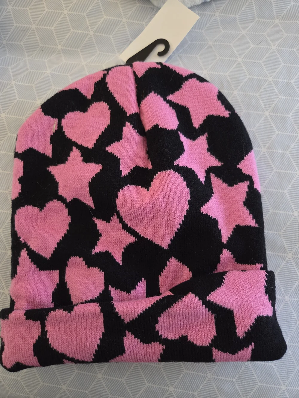 aLab Kids Pink & Black Heart and Star Beanie Hat by DEBAR